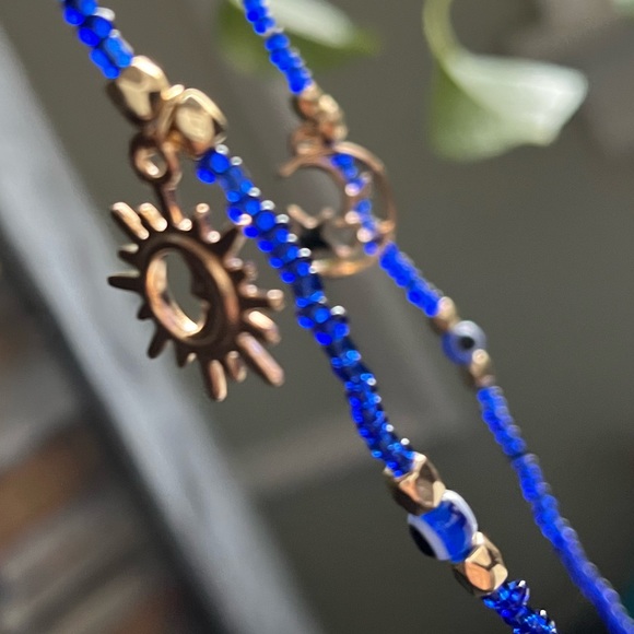 Handmade face mask holder, string bead, evil eyes, moon star & sun & moon - Picture 8 of 17